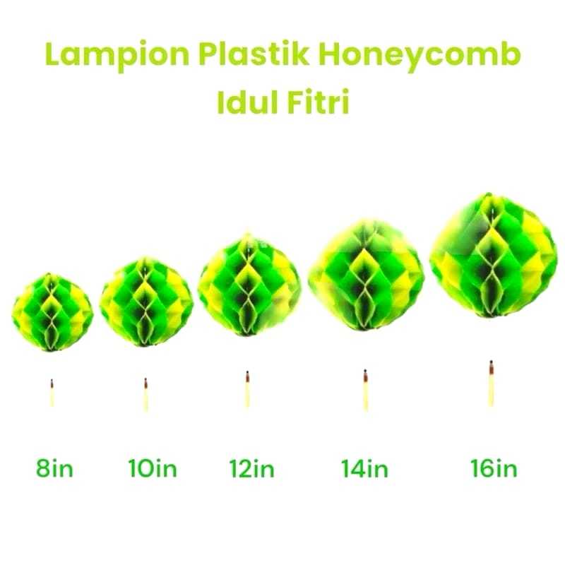 Lampion Plastik Honeycomb Idul fitri/Ramadan/Lampion Honeycomb Idul fitri warna Hijau