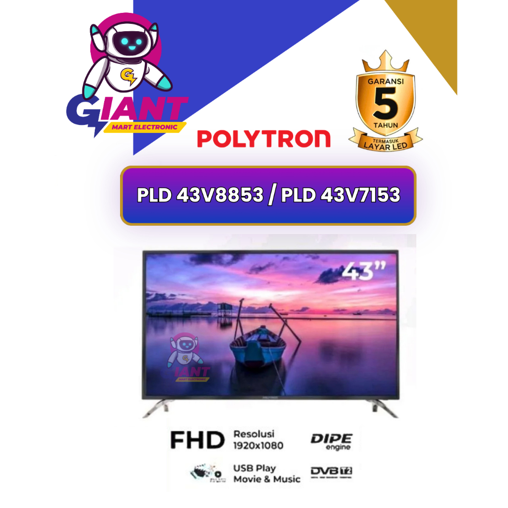 LED TV DIGITAL POLYTRON PLD 43V8853/PLD 43V7153 / PLD43V8853/PLD43V7153 / PLD-43V8853/PLD-43V7153 43