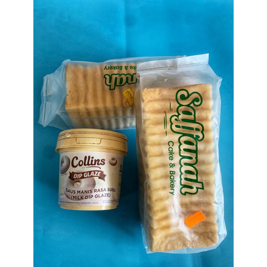 PAKET JAJANAN (Collins Dip Glaze Milky (susu) 300g, roti bakar)-halal roti bandung