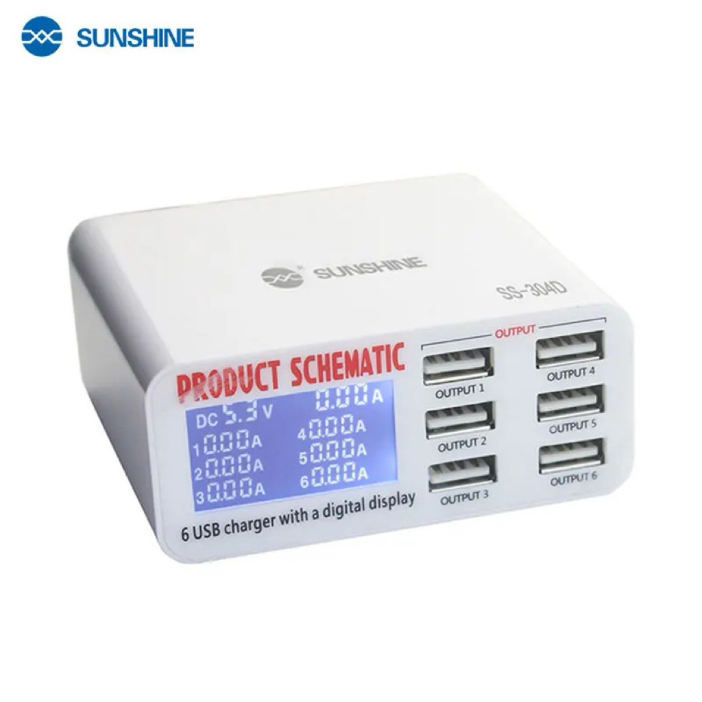 SUNSHINE SS-304D 6 PORT USB DOCTOR SCHEMATIC CHARGER BOX QUICK CHARGE PORT TOOLS SERVICE HP TERMURAH