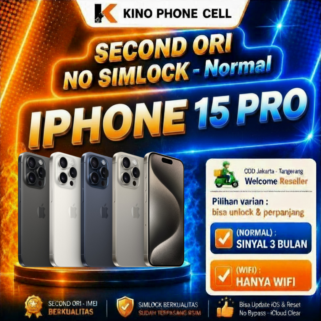 IPHONE 15 PRO / 15 PROMAX Second Normal 15 Pro Max 128GB 256GB 512GB Inter Bekas Kino Phone Cell