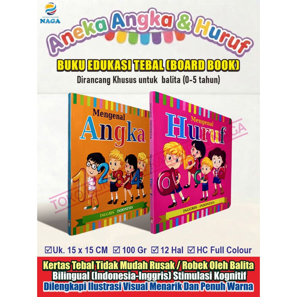 Seri Board Book Balita Aneka Angka & Huruf.