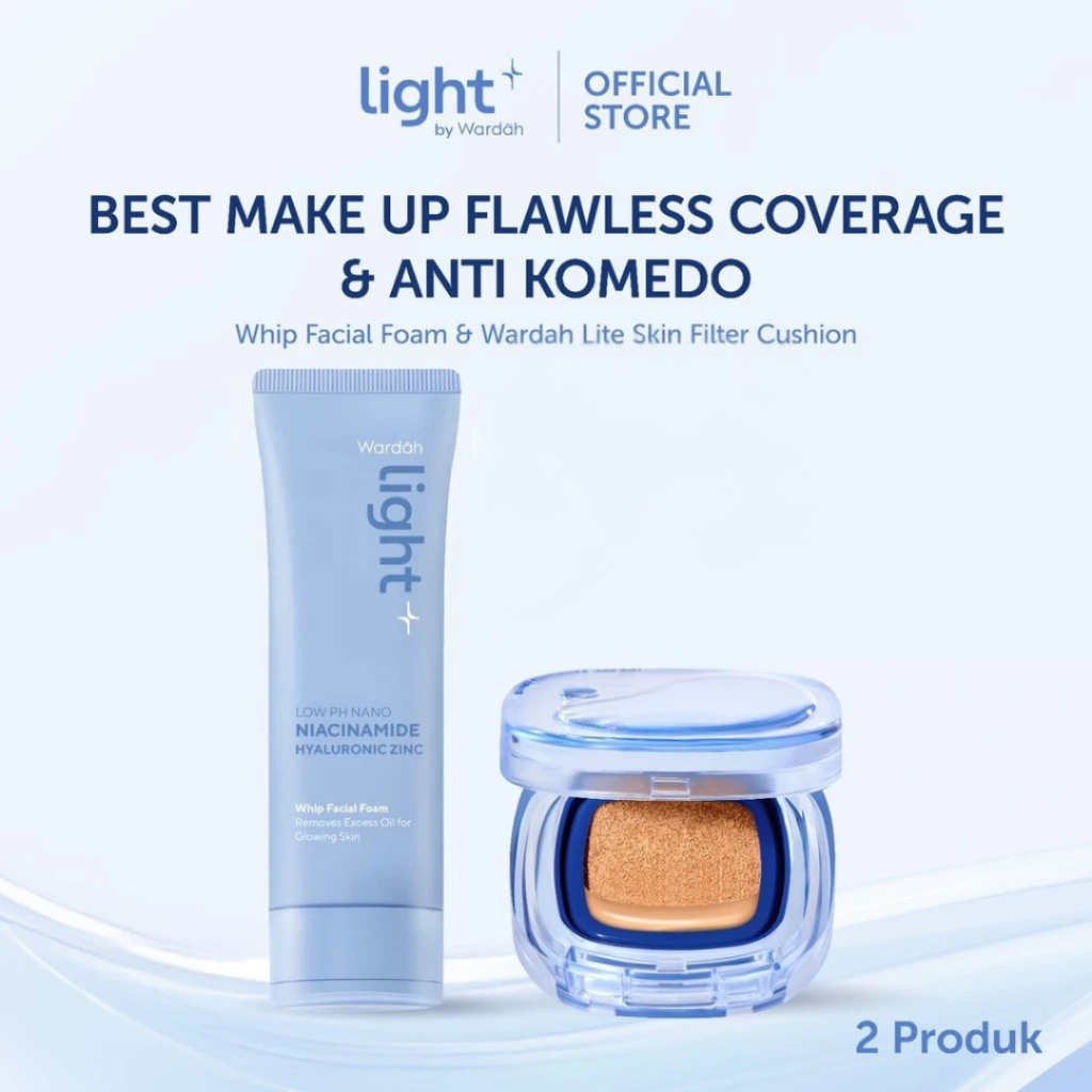 NEW LAUNCH Light+ by Wardah Paket Best Makeup Flawless Coverage & Anti Komedo - Lite Skin Filter Cus