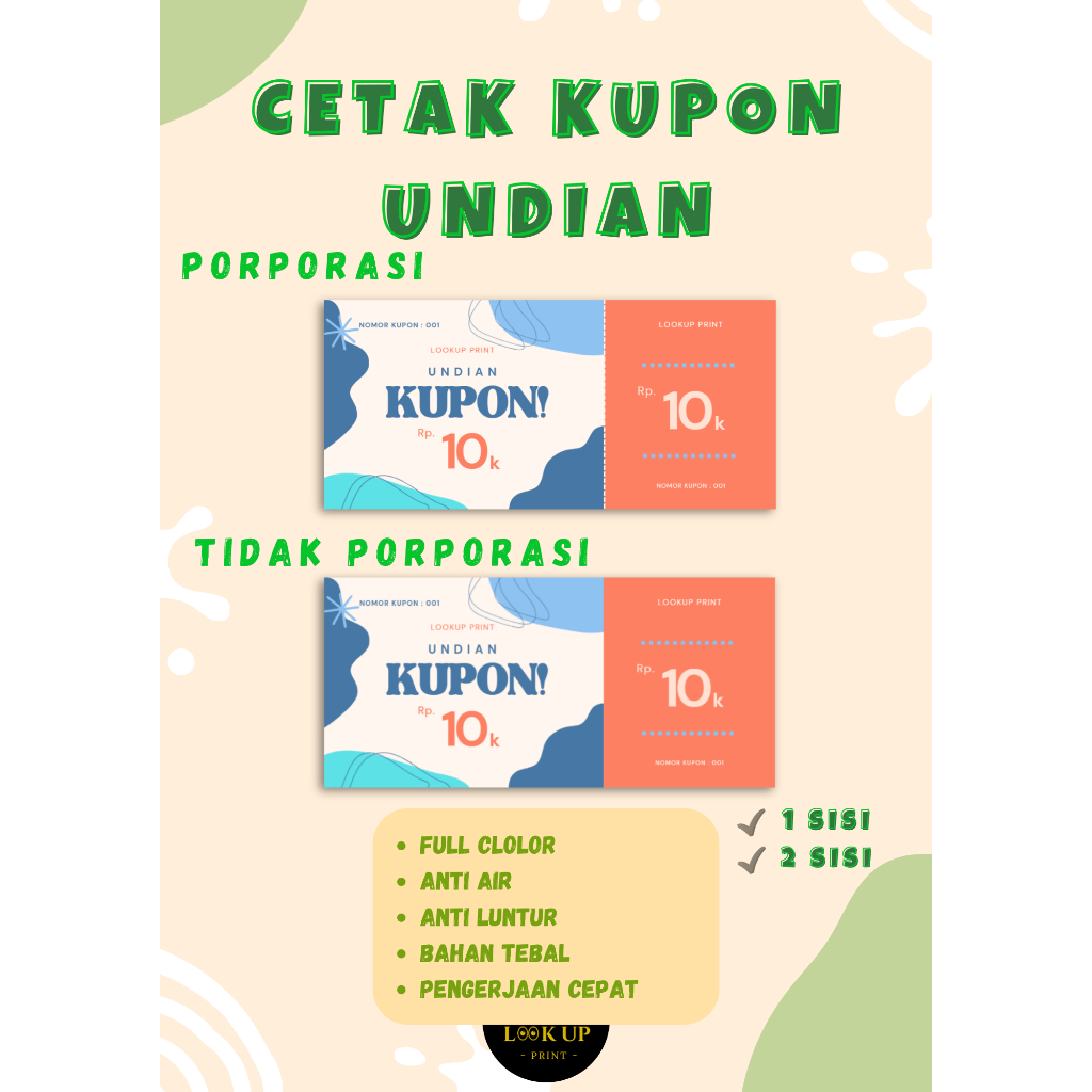 Cetak Kupon Undian / Karcis / Tiket / Voucher Promo / Custom Kupon Undian
