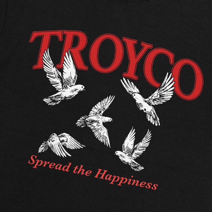 Troy Company Kaos Pria Lengan Pendek Hitam - Spread Happiness Tshirt Black MTD 3598
