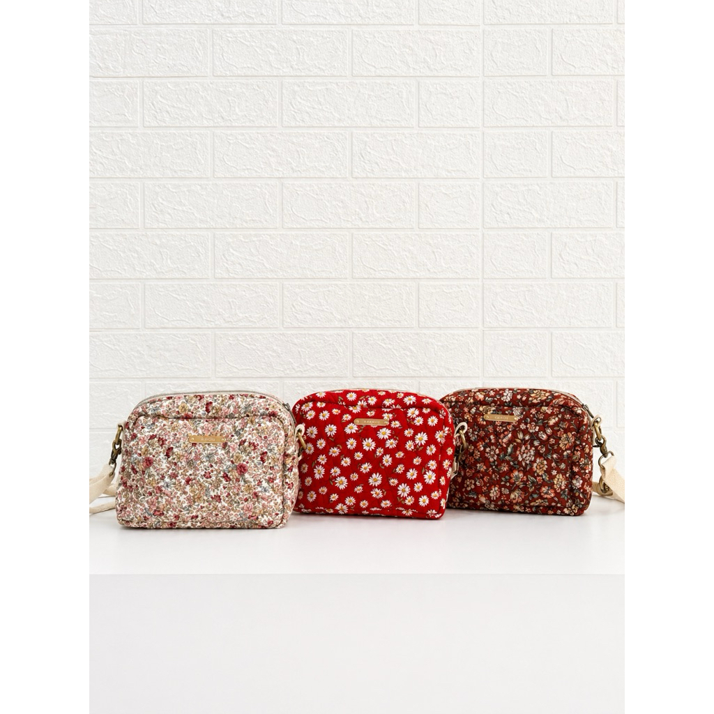 Sling Bag Wanita Aesthetic Floral Vintage | Tas Selempang Kain Premium Handmade | Mini Bag