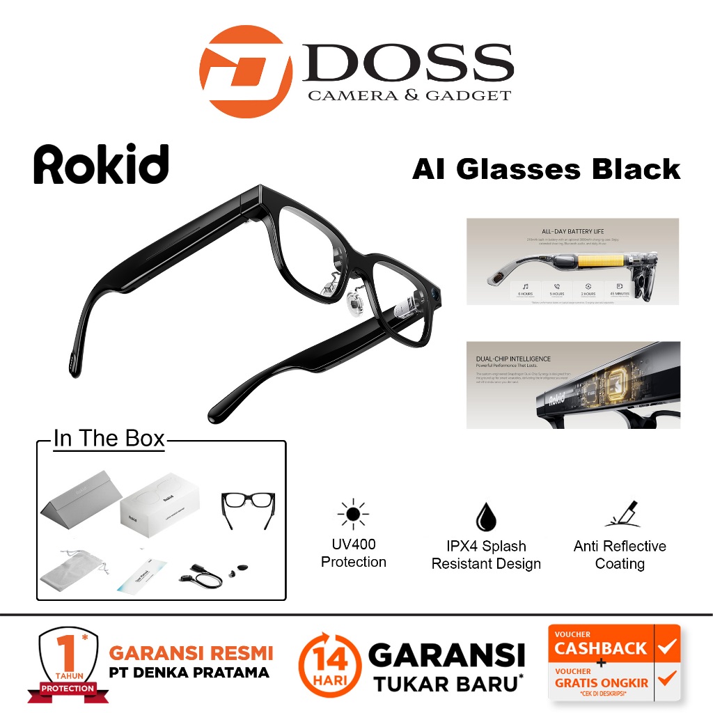 Rokid AI Glasses Black AI-Powered Smart Glasses