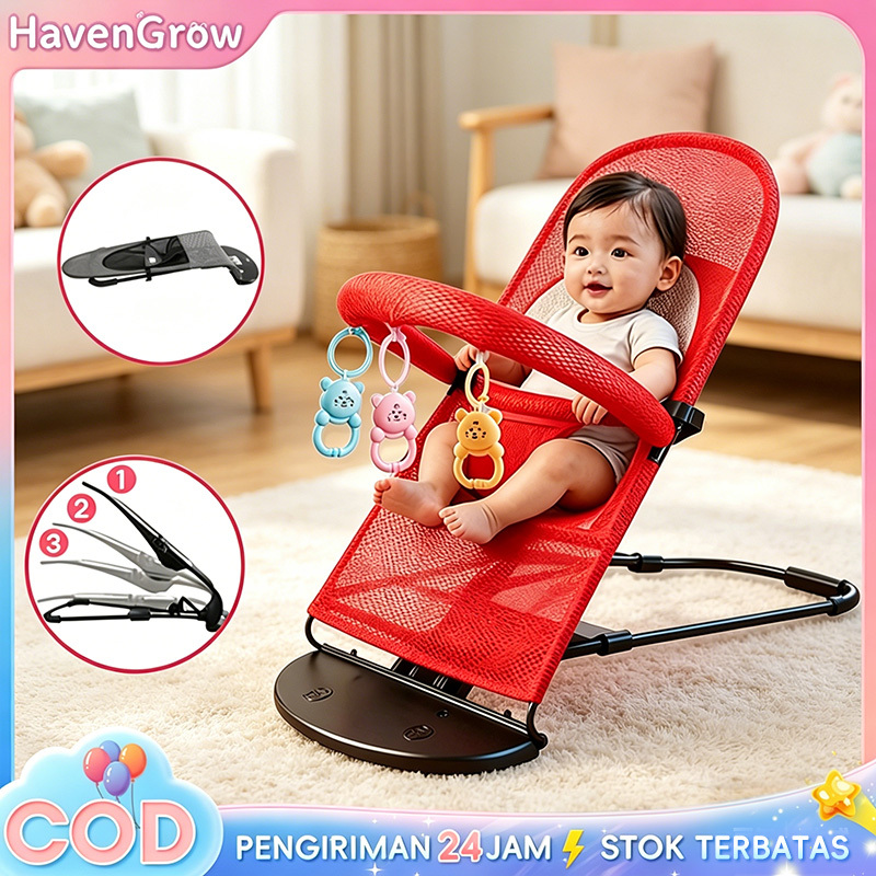 Bouncer Bayi Ayunan Bayi Duduk Goyang Bouncer Bayi Lipat Dengan Rak Mainan
