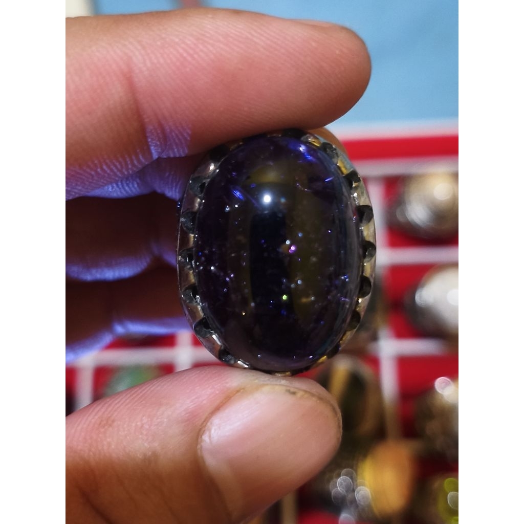 Cincin Batu Akik Kecubung Es Kristal