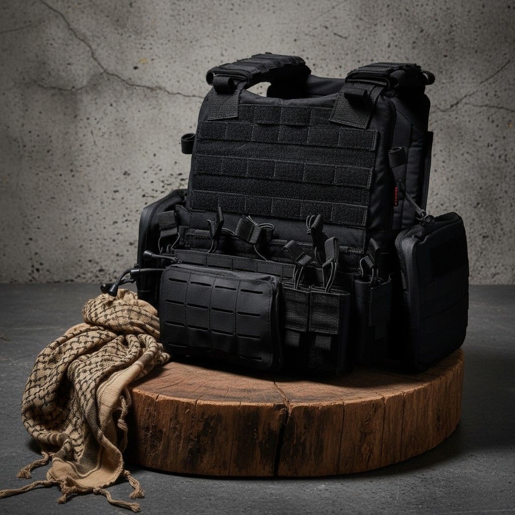 Rompi J-FORCES Tactical MOLLE Hitam | Rompi Tempur Outdoor | Tactical Vest Serbaguna Polisi Security