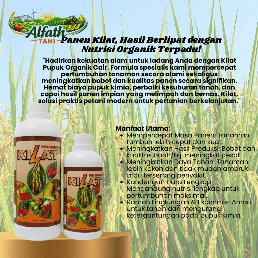 Pupuk Organik Cair KILAT 1 Liter & 500ml - Nutrisi Booster Padi Jagung Buah & Sawit Original