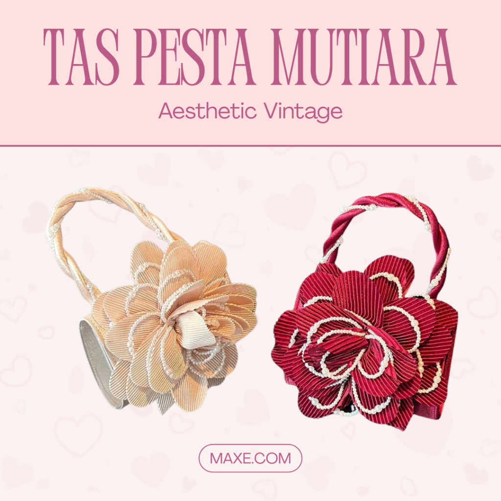 Tas Pesta Wanita Mutiara Aesthetic Vintage Mini Selempang Tangan Elegant Korean Style