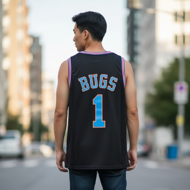 JERSEY BASKET PREMIUM IMPORT CHAMPION CLASSIC HWC TUNESQUAD 1 BUGS BUNNY HITAM