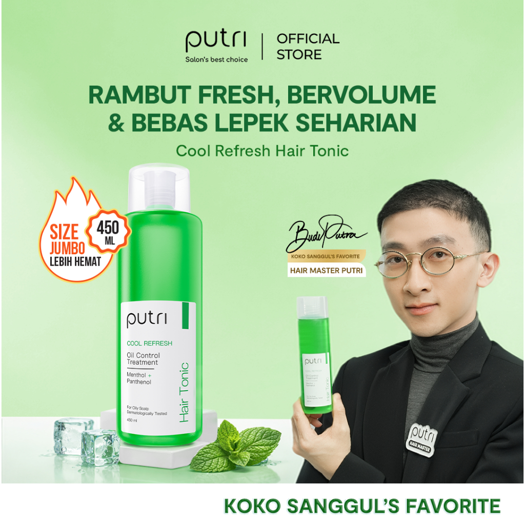 Putri Cool Refresh Hair Tonic 450mL –  Anti Rambut Lepek | Hair Tonic Wangi Tahan Lama | Tonic Rambu