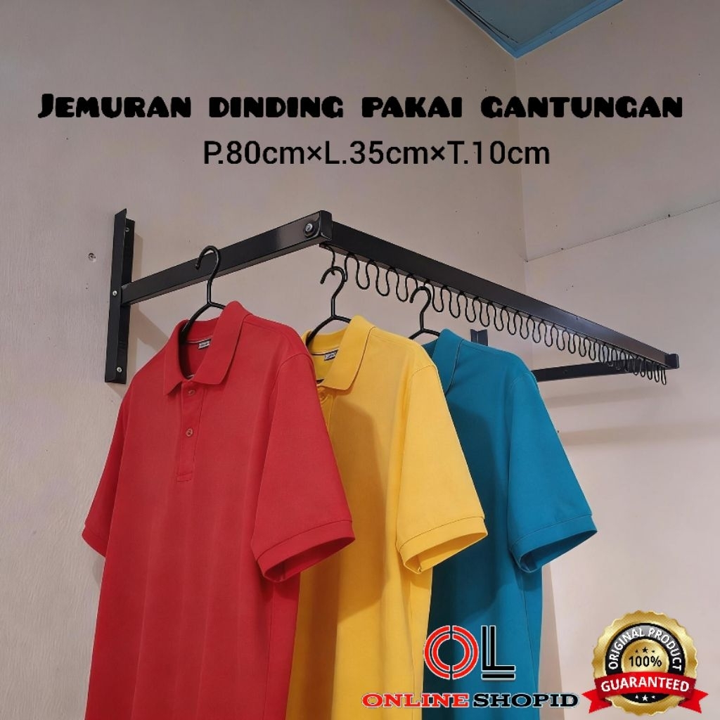 Jemuran dinding lipat ukuran 80cm bahan besi kuat