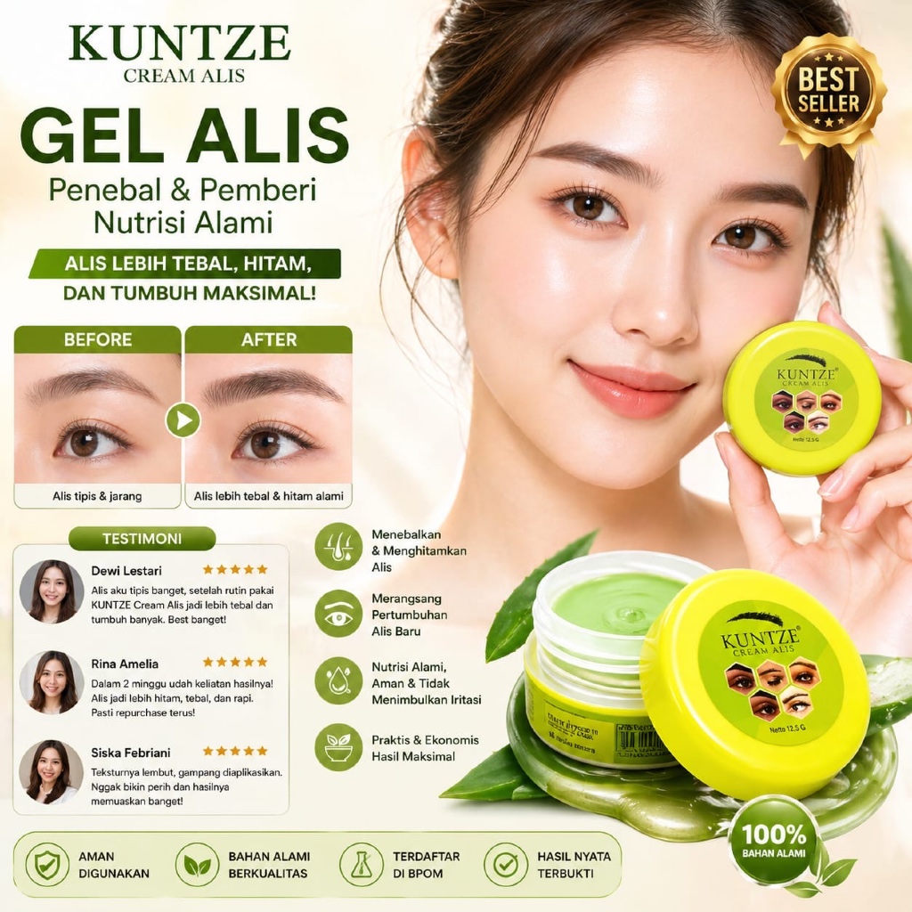 PENUMBUH ALIS  PELEBAT BULU MATA KUNTZE CREAM ALIS PENYUBUR ANAK RAMBUT BPOM ORIGINAL