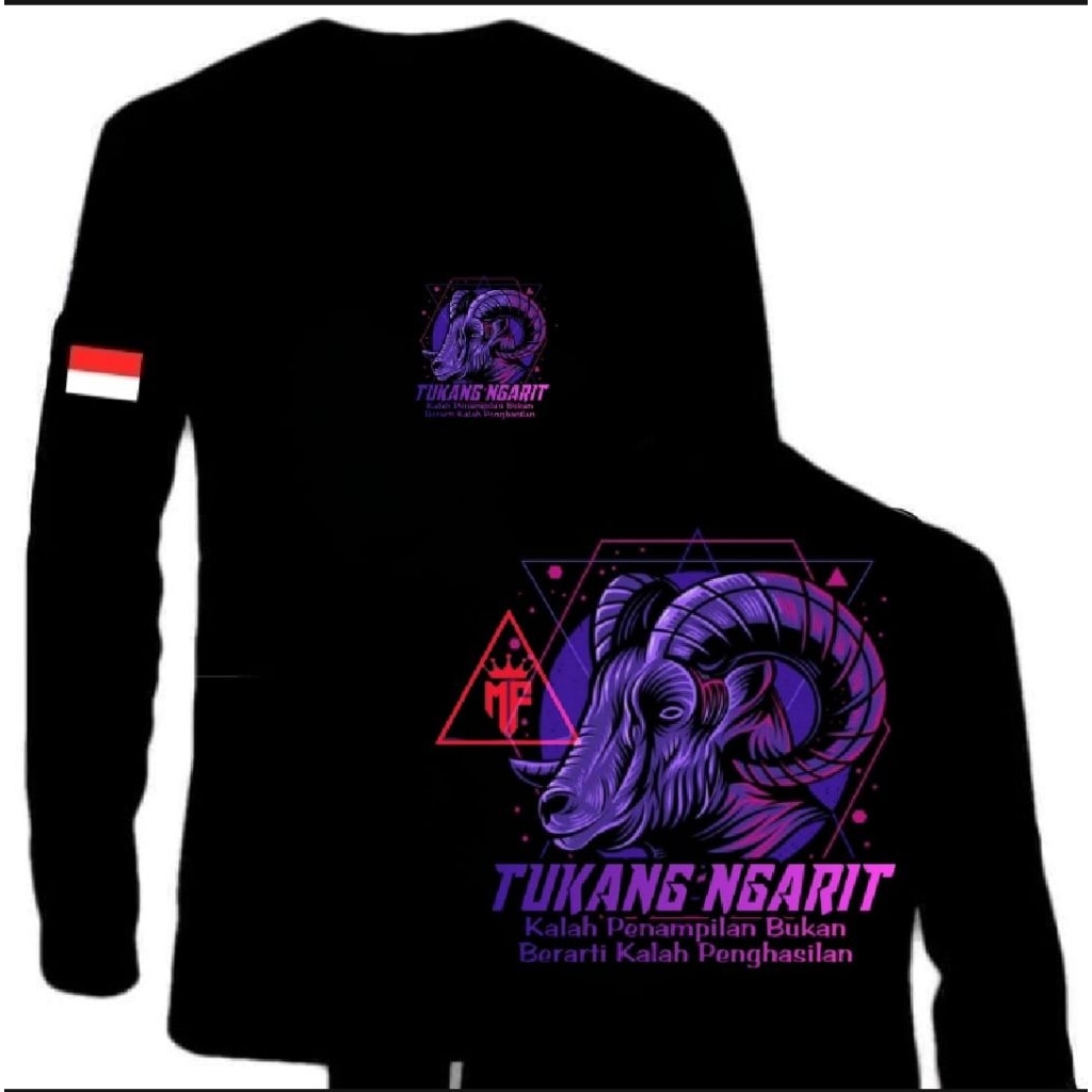 KAOS LENGAN PANJANG, TUKANG NGARIT WARNA TULISAN UNGU