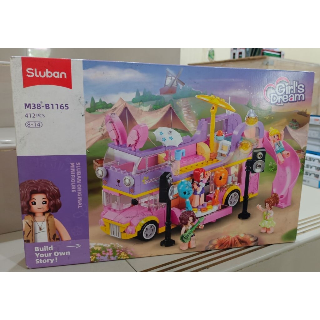 Sluban Set 412 Pcs Girls Dream Music Rv / Tour Bus M38-B1165 - Pink / Ungu Kids Toy Toys Block Brick