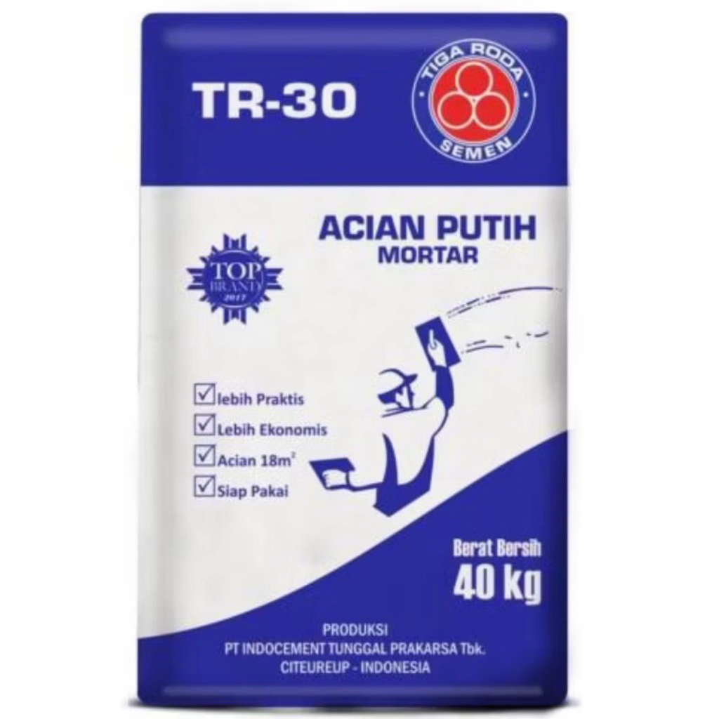 SEMEN Acian Putih Tiga Roda TR-30 White Mortar (40 Kg)
