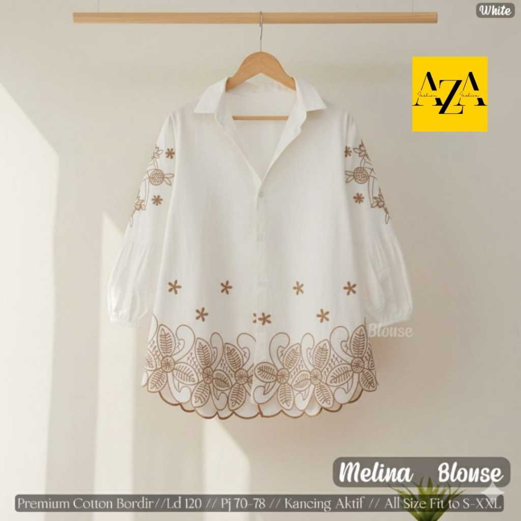 Melina blouse putih jumbo katun bordir