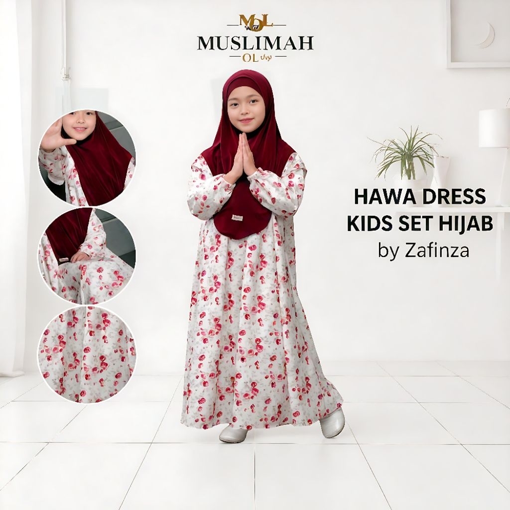 Gamis Kids Set Hijab Motif Hawa Series By Zafinza