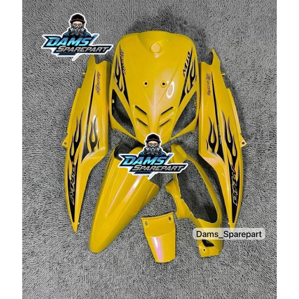 Full Body Halus Yamaha Mio Sporty Warna Kuning Lembayung Ungu Api Vietnam Style Striping Transparan