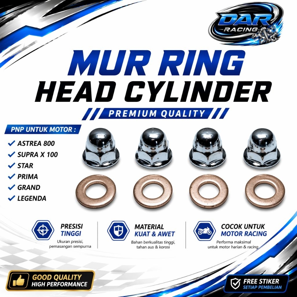 Mur Ring Head Cylinder Head Honda Ring Plus Mur Yopi Slinder Honda Astrea 800 Supra X 100 Star Prima