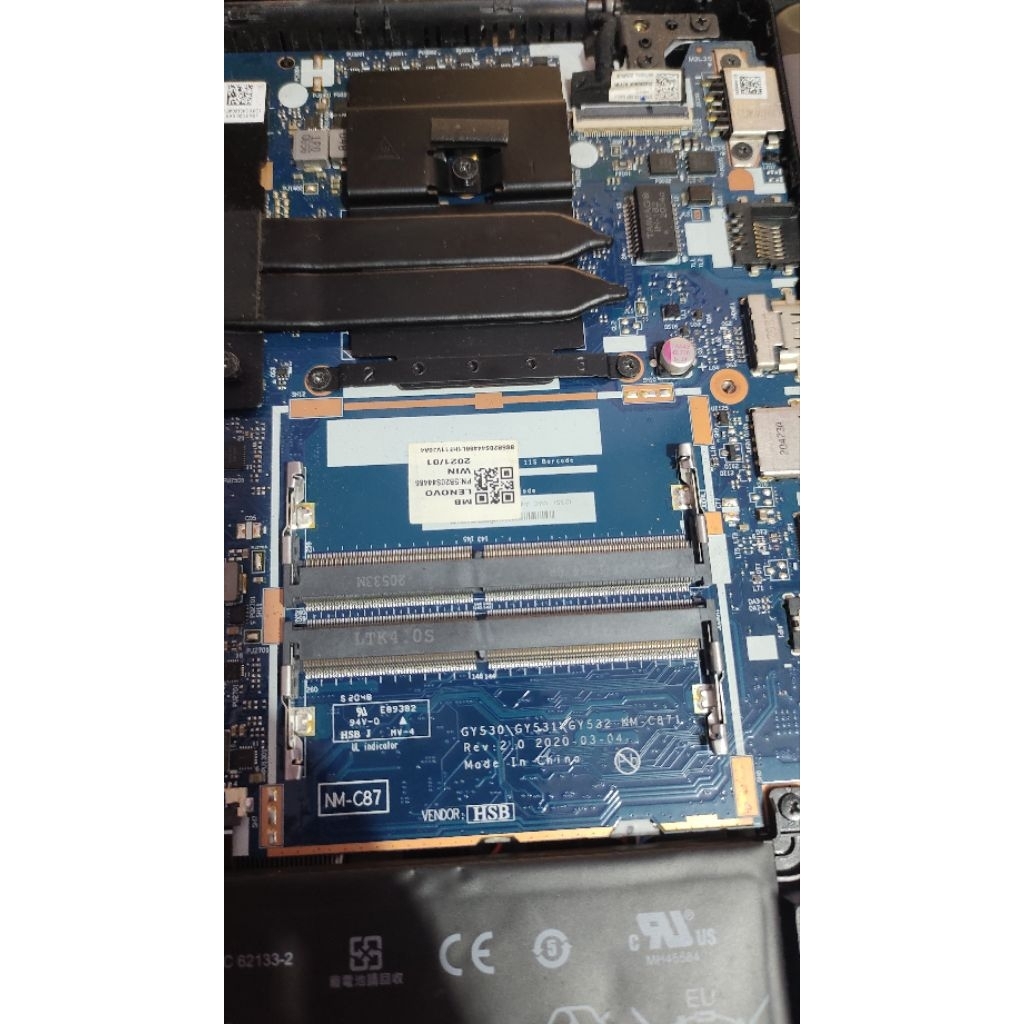 Mb motherboard mesin laptop lenovo ideapad gaming 3i core i5 gen 10 GTX 1650Ti