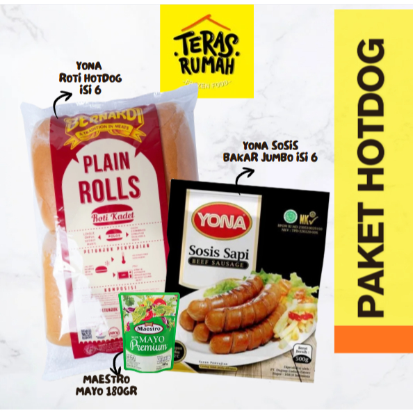 PAKET BURGER HOT DOG : BERNARDI ROTI HOTDOG, YONA SOSIS BAKAR JUMBO, MAESTRO MAYONAIS