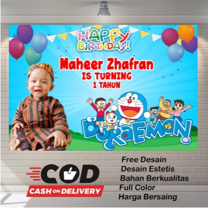 Spanduk Banner Ulang Tahun Doraemon terdekat terlaris