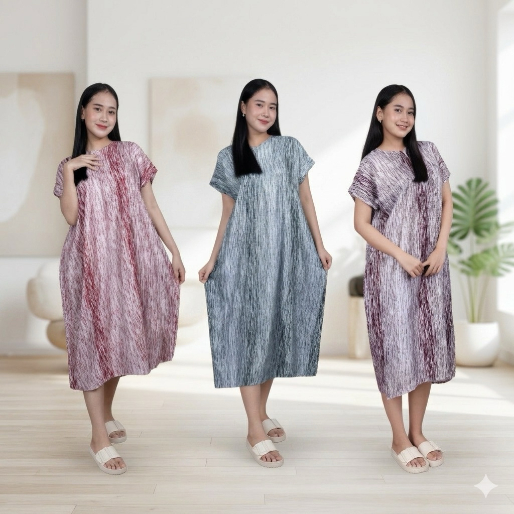 [DISKON] Daster Lowo Larik Rayon Premium Busui Friendly Resleting Depan | Daster Jumbo LD 130 Adem L