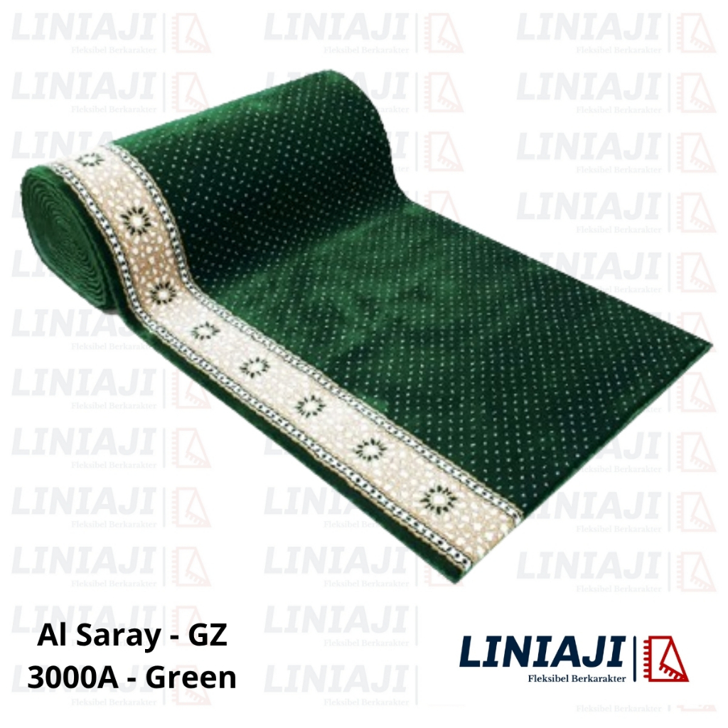 LINIAJI - Al Saray Karpet Masjid Sajadah Tebal 22mm Polos Bintik Putih Retro Vintage Modern - ROLL