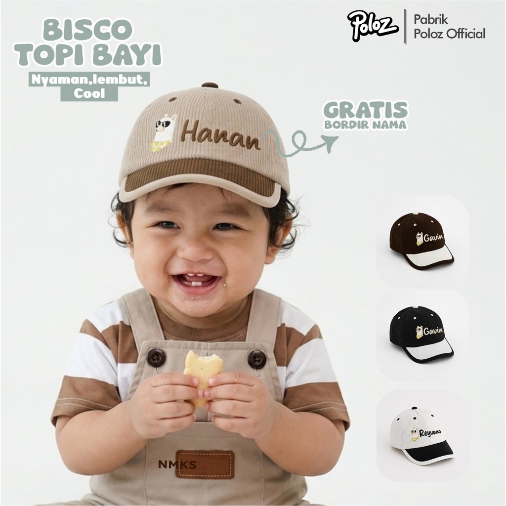 Topi Bayi Bisban Corduroy Custom Nama Bordir – Topi Bayi Lucu Premium | Topi Bayi Bordir Nama