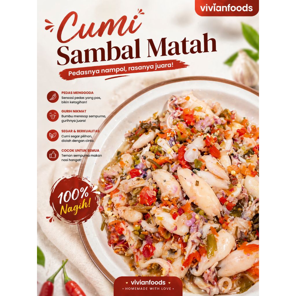 vivianfoods - baby cumi sambal matah, 250gram