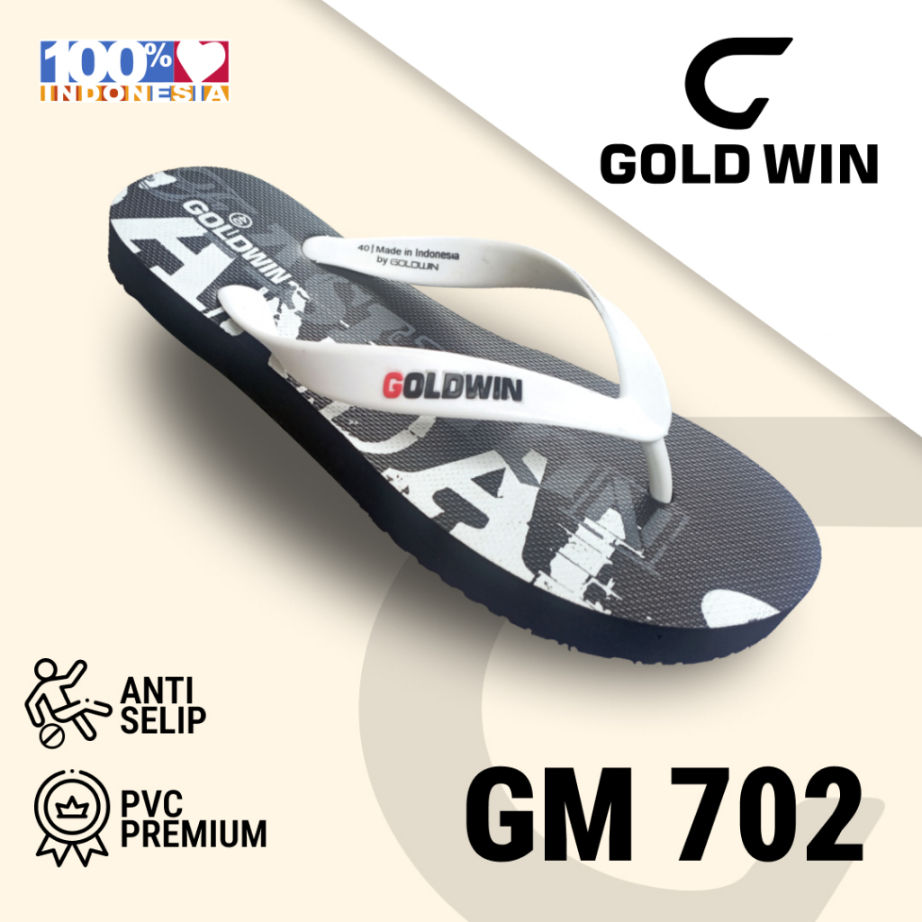 Sandal Jepit GOLDWIN GM 702 Grey Putih Anti Slip Premium Size 38–42
