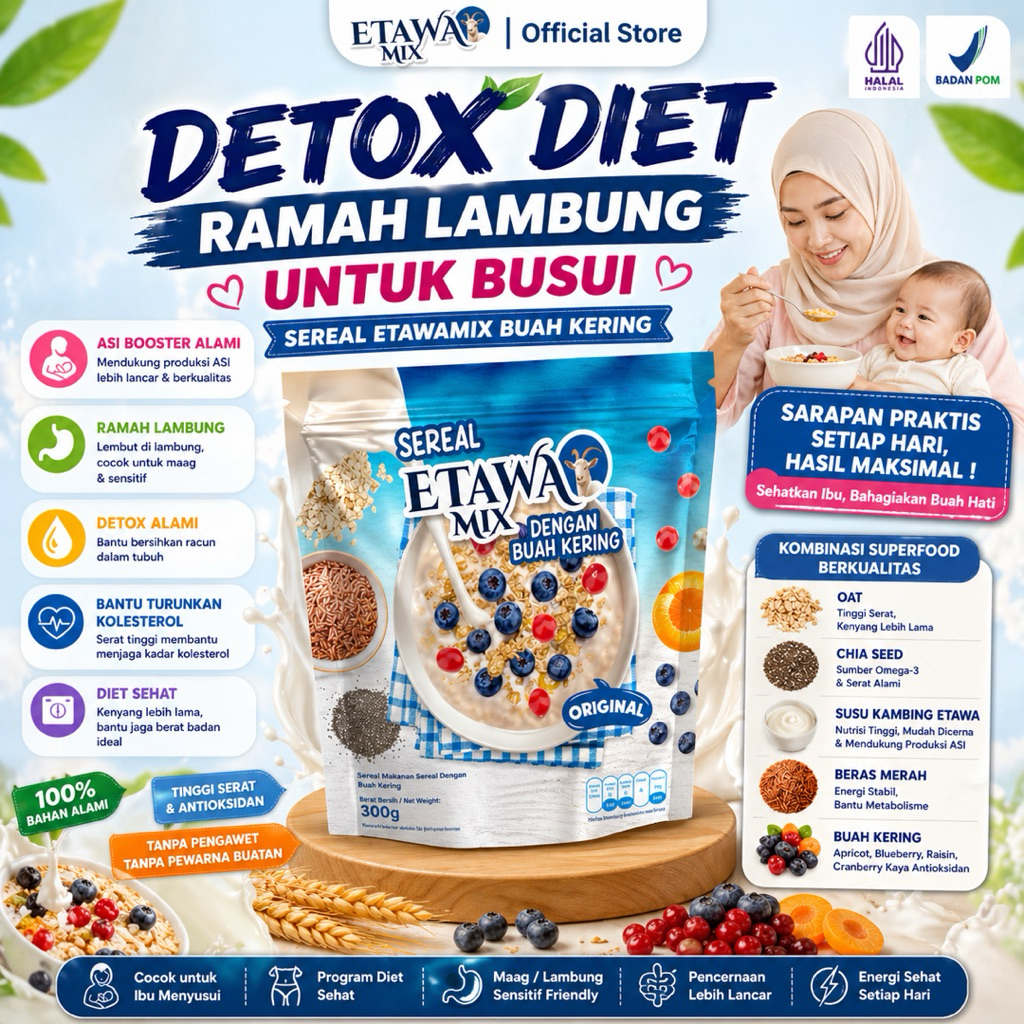 Sereal Diet Busui - Detox Tubuh Ramah Lambung Etawamix Sereal Buah Kering BPOM Halal COD