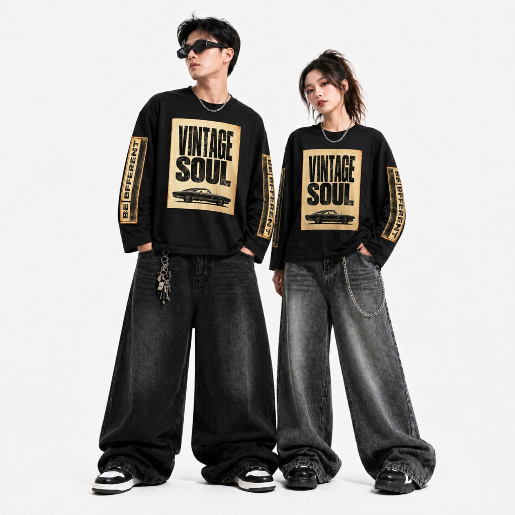 Valezka Kaos Boxy Long Sleeve Vintage Soul Hitam