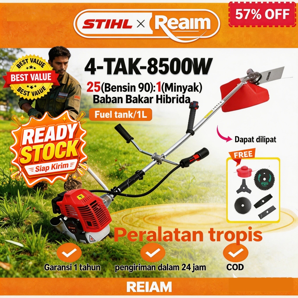 REAIM x STIHL Mesin Potong Rumput Gendong Samping FS230 2-Tak 40.2cc 1.55kW 7.5Kg