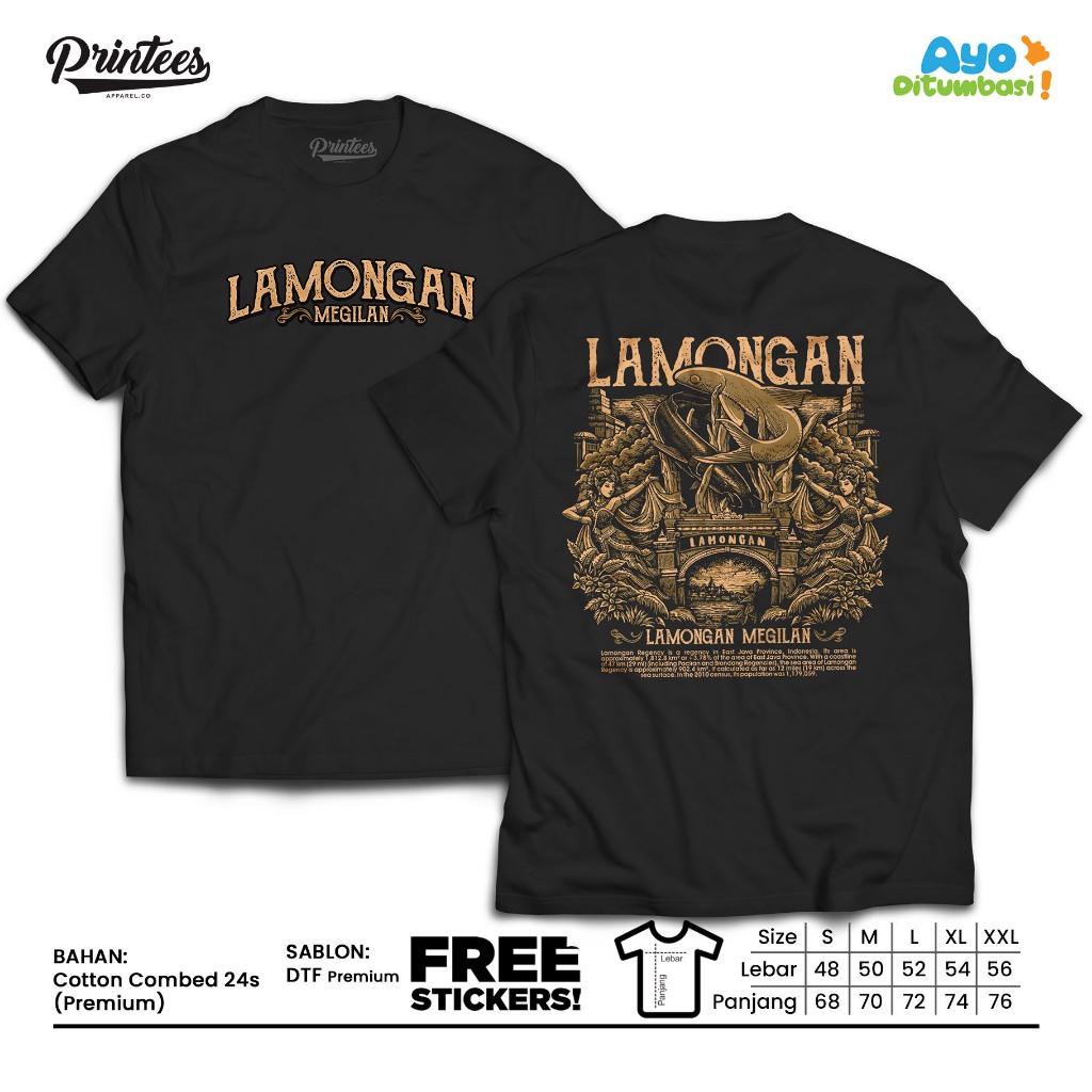 Kaos Lamongan Megilan Premium Pria Wanita | Cotton Combed 24s | Kaos Distro Keren | Baju Lamongan Or