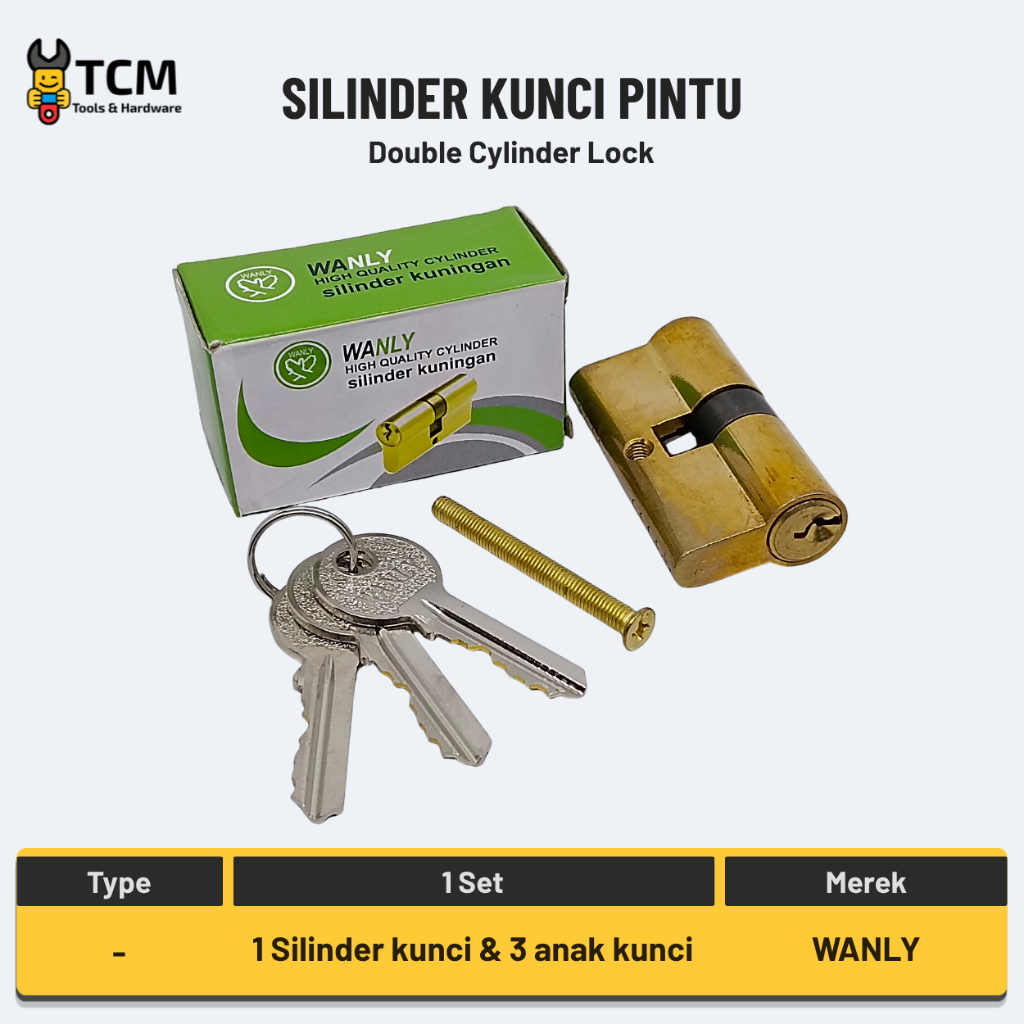 Silinder Kunci Pintu Kuningan / Jantung Kunci Cylinder Pintu Kuningan Wanly