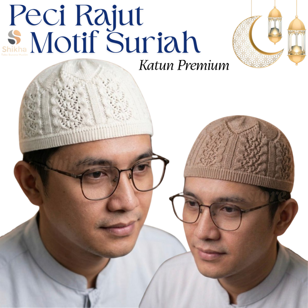 Peci Pria Rajut Premium Motif SURIAH Peci Bulat Kopiah Haji Sholat Madinah Turky Kopyah Kupluk Remaj