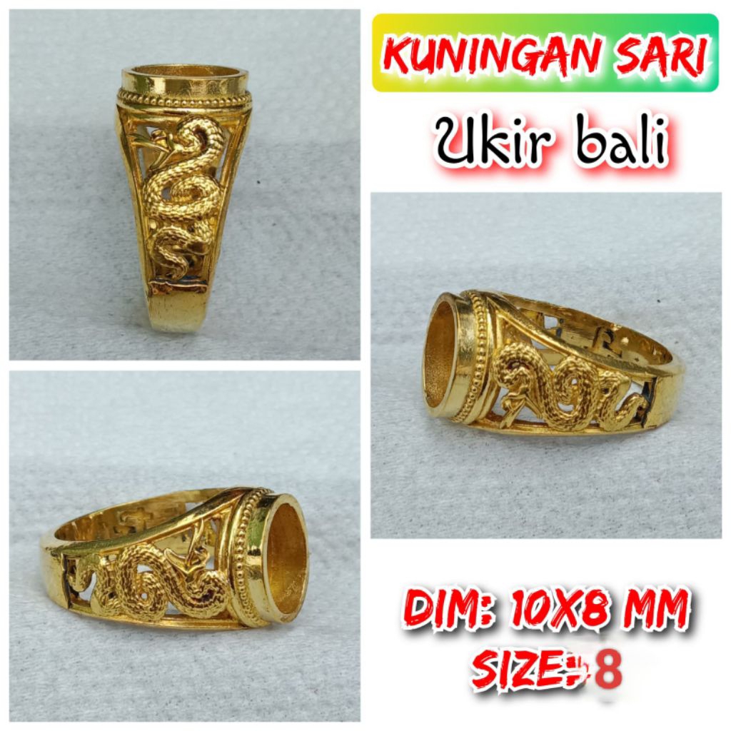 ring emban batu akik dan permata kuningan.22