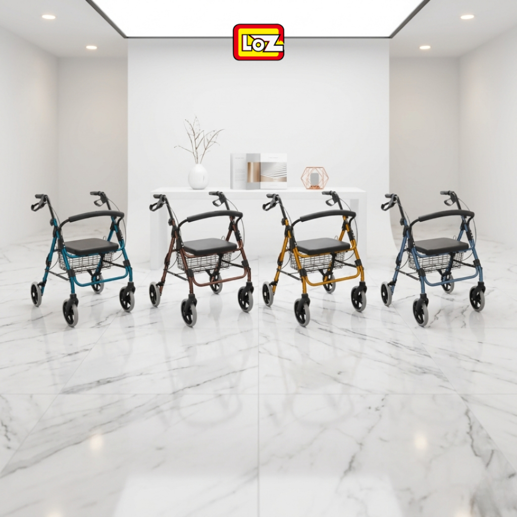 Alat Bantu Berjalan Walker Rollator FS 965 Walker Roda 4 dengan dudukan