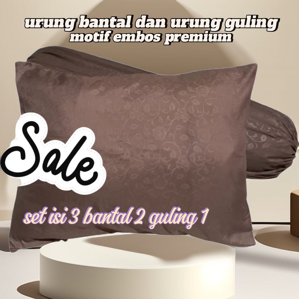 urung bantal dan urung guling motif embos premium mudern dan elegan