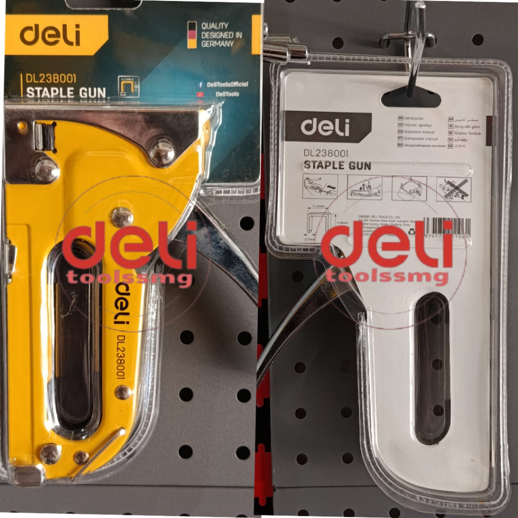 Deli Staple Gun Tacker Heavy Duty EDL238001 Hekter Tembak Kayu Jok Motor Kulit - ORIGINAL