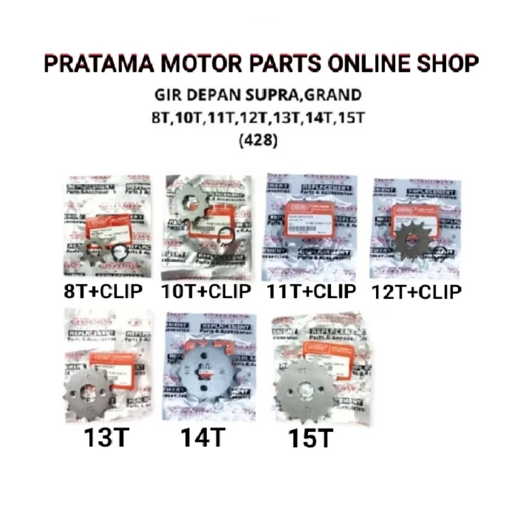 GIR GEAR DEPAN PRIMA GRAND SUPRA UKURAN 8T 10T 11T 12T 13T 14T 15T HAYABUSA