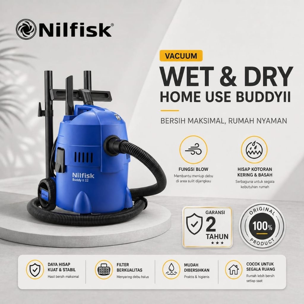 Vacuum Cleaner Nilfisk Wet & Dry 12L 100% Original / Vacuum Cleaner Nilfisk Buddy II