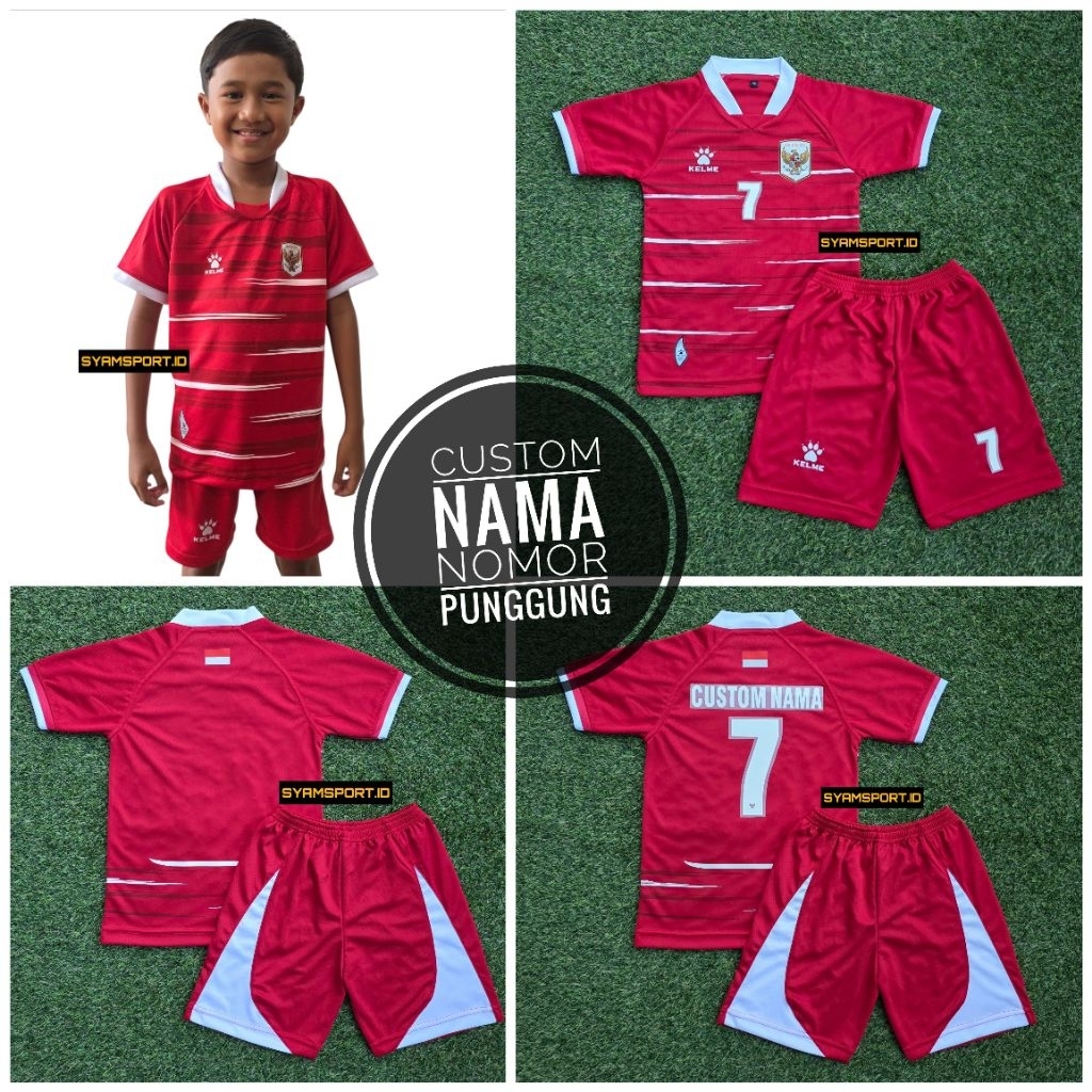 Jersey Timnas Indonesia Anak-Anak Sampai Remaja Usia 1-12 Tahun (Baju+Celana) 2026 | Jersey Timnas A