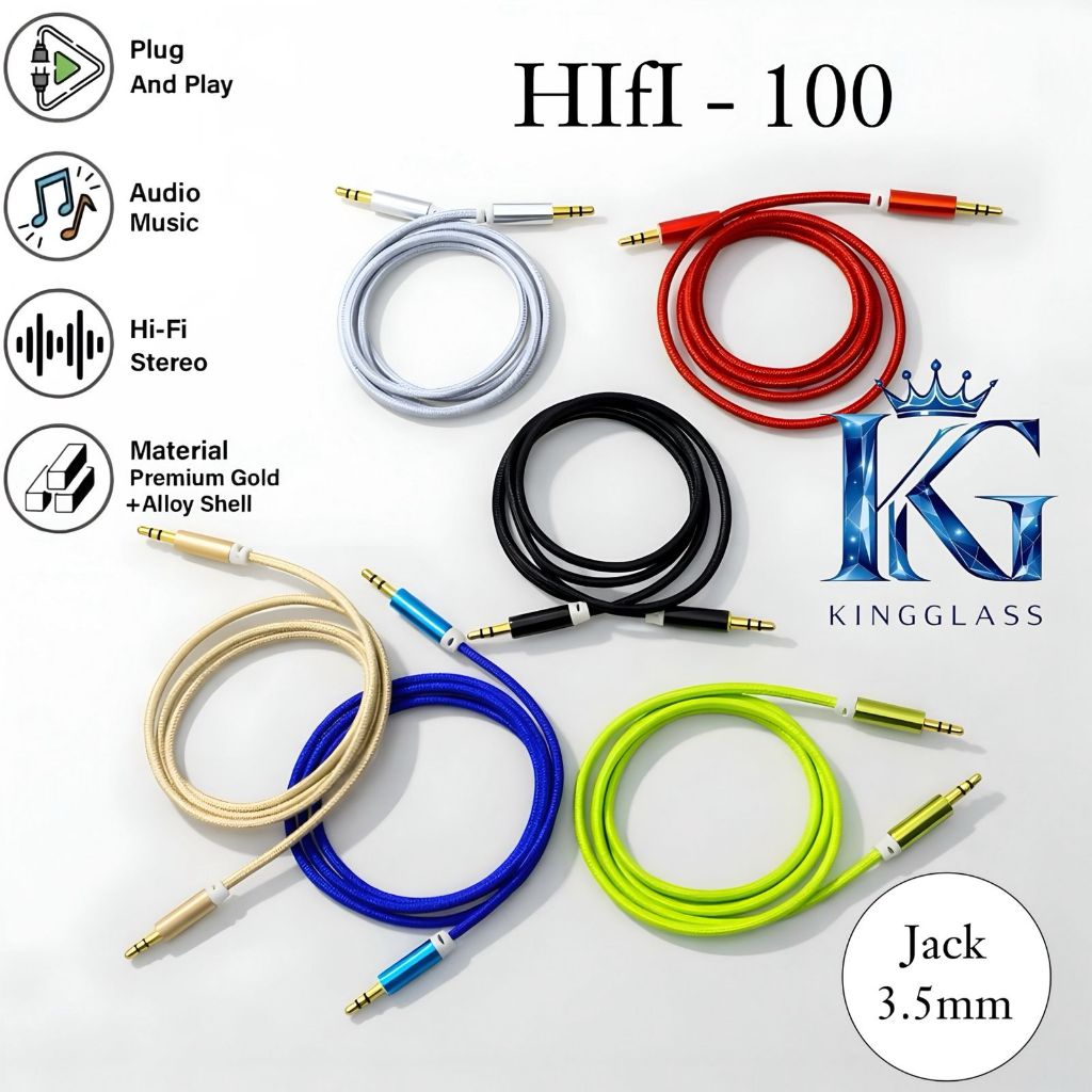 Vibox Kabel Aux Hifi-100 Hifi Gold Plated Kabel Audio Aux Nylon Audio Beats 3.5MM To 3.5MM Male To M