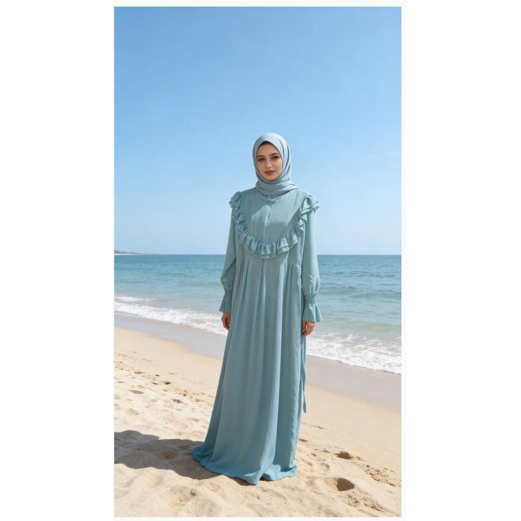 gamis ceruty warna mint semi ori